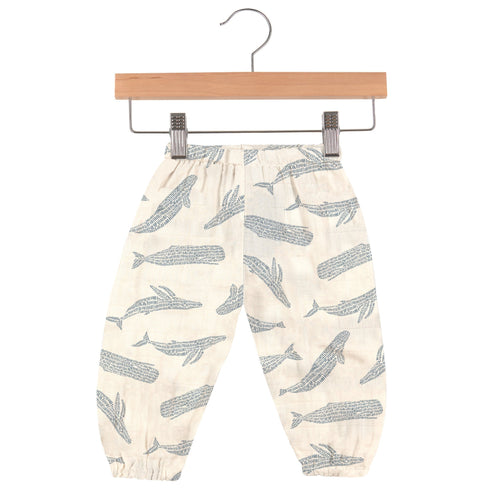 Blue Shadow Whales Bamboo Newcastle Mini Pants - Baby Unlimited